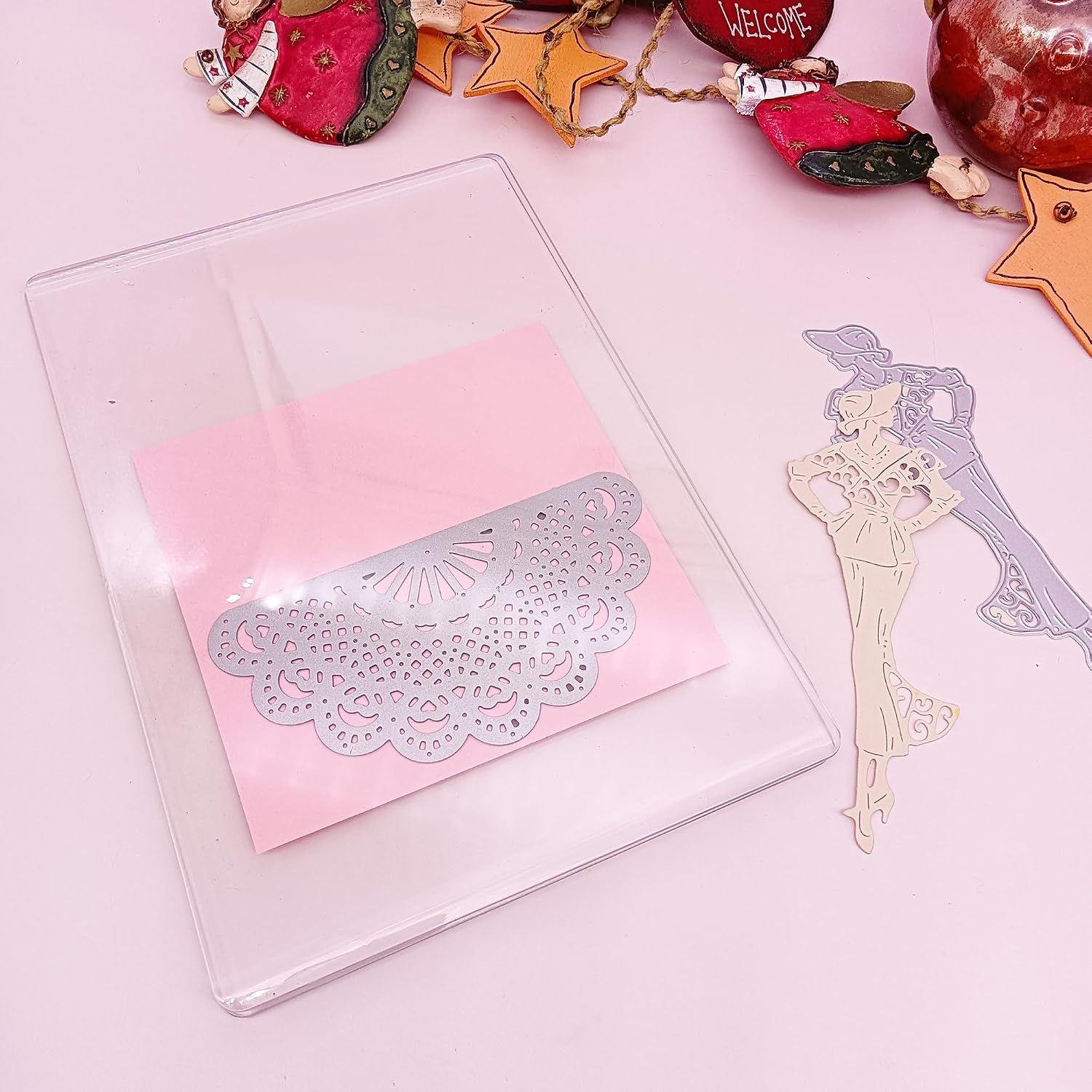 4Pcs/1Set Transparent Acrylic Cutting Pads Size 8.85x6.1x0.12inch (22.5x15.5x0.3cm) for 6.5inch opening Die Cutting Machine for Paper Craft Handmade Card Making DIY Greeting Cards Tools