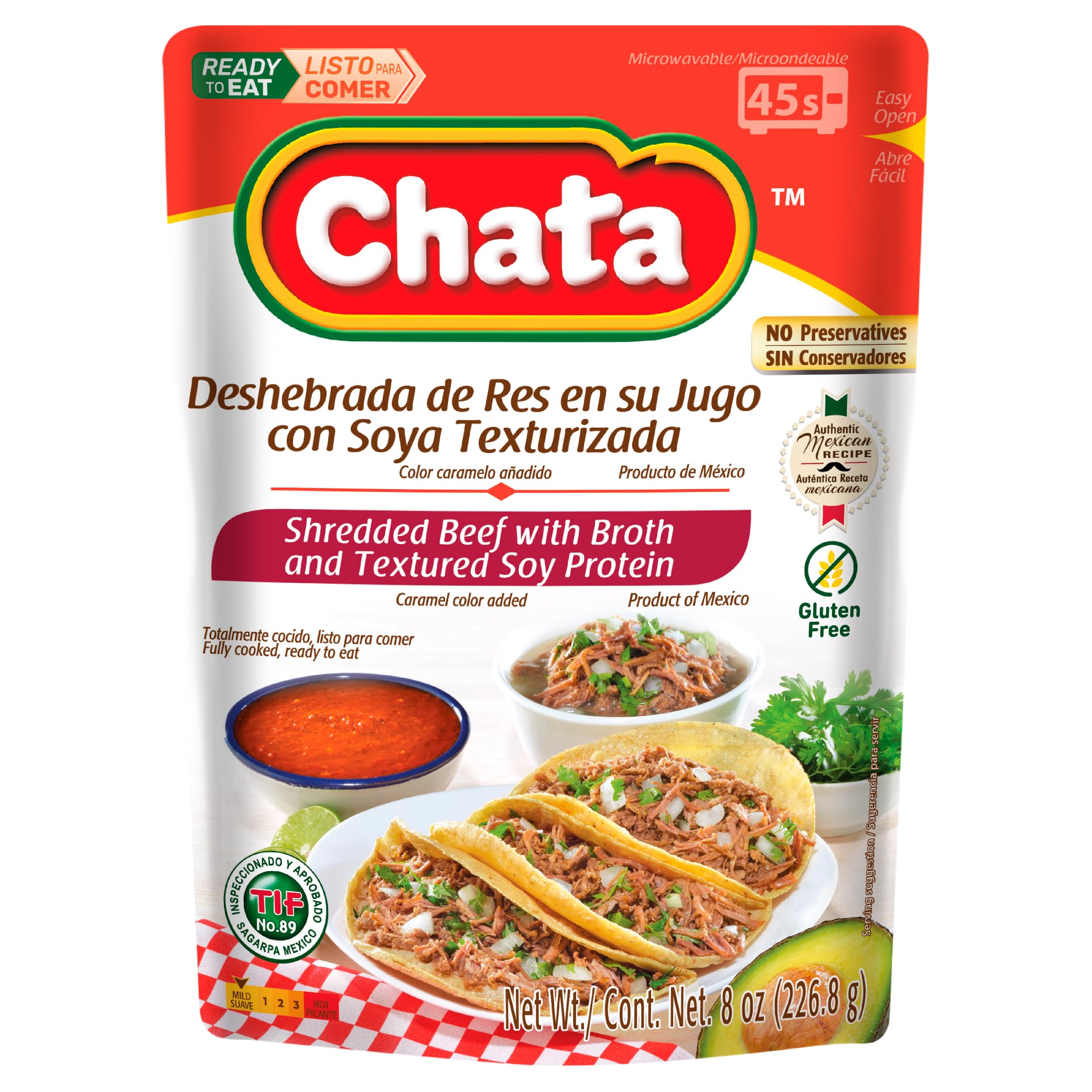 Chata Mexican Shredded Beef, Carne de Res Deshebrada, 8 oz (Pack of 1)