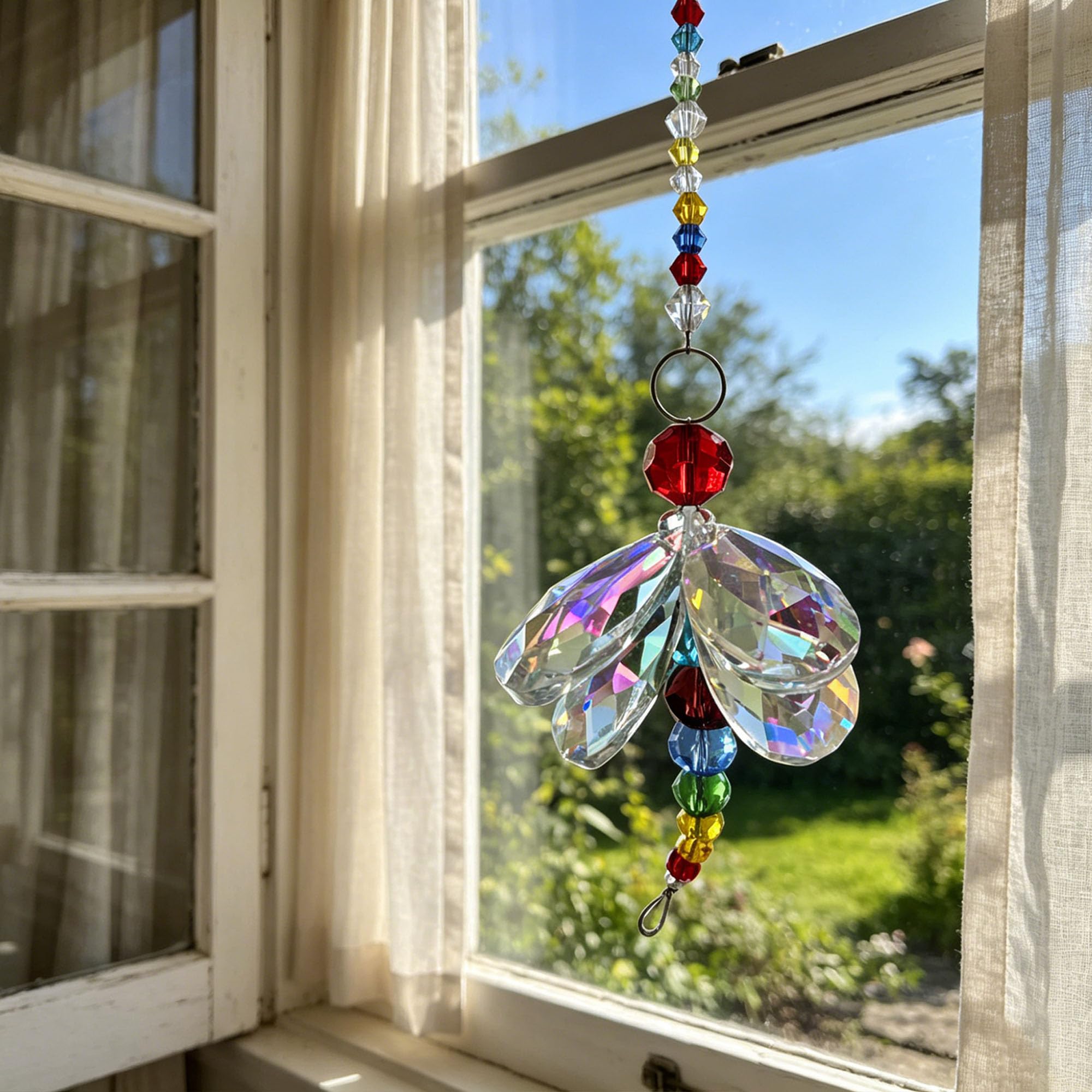 YU FENG Hanging Dragonfly Pendant Chandelier Crystal Ball Prisms Rainbow Beads Chakra Suncatcher Home Windows Decor-image-25