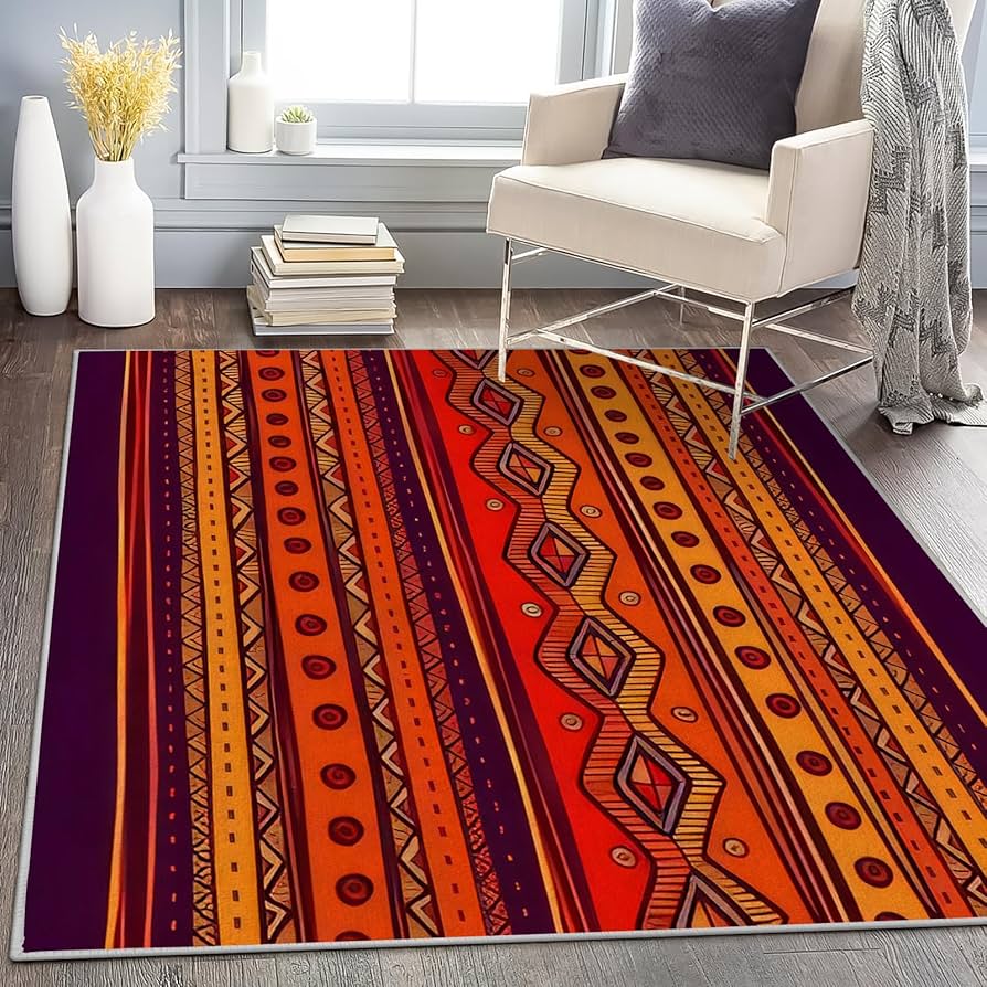Amazon | レトロなエスニックスタイル カーペット 長方形