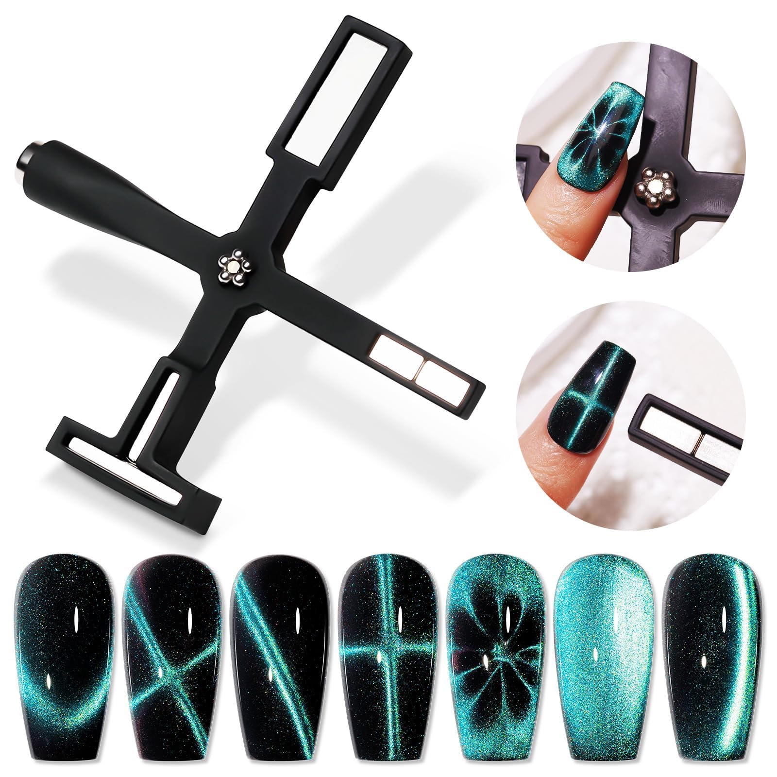 URBAN BOX 5 in 1 Nail Magnet Tool for Cat Eye Gel Nail Polish Multi-Function Magnetic Stick for Nails Strong Magnetism for 9D Strip Galaxy Cat Eye Nail Art Design DIY Home Manicure-image-26