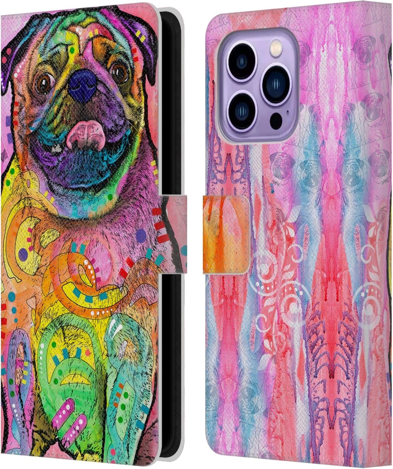 Head Case Designs Officially Licensed Dean Russo Poodle Dogs 3 Leather Wallet Case Compatible with Apple iPhone 14 Pro Max