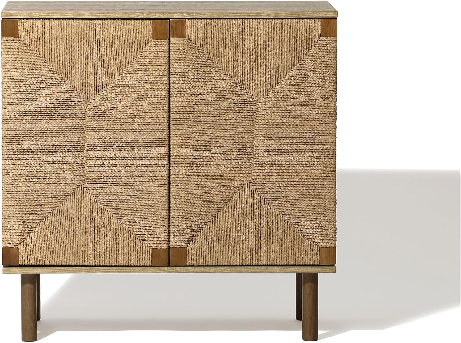 LuxenHome 31" Sideboard Buffet Cabinet with Storage, Seagrass Boho Accent Cabinet, Mid Century Modern Small Sideboard Storage Cabinets for Kitchen, Living Room, Entryway