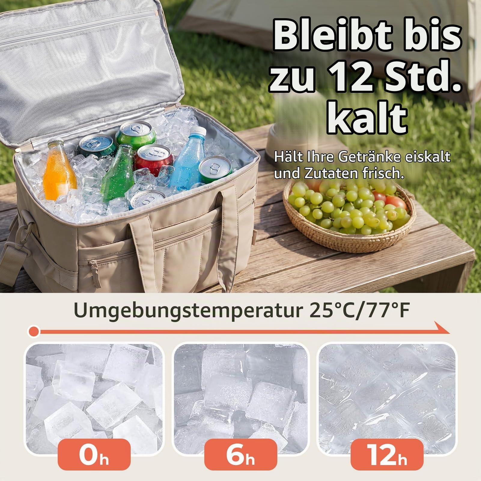 TOURIT Kühltasche 32L Isoliertasche Picknicktasche 48 Dosen | Wasserdichtem, Auslaufsicher, Leicht, Kühlzeit bis zu 12 Stunden lang kühl hält, für Campingtasche Picknick Outdoor Reisen