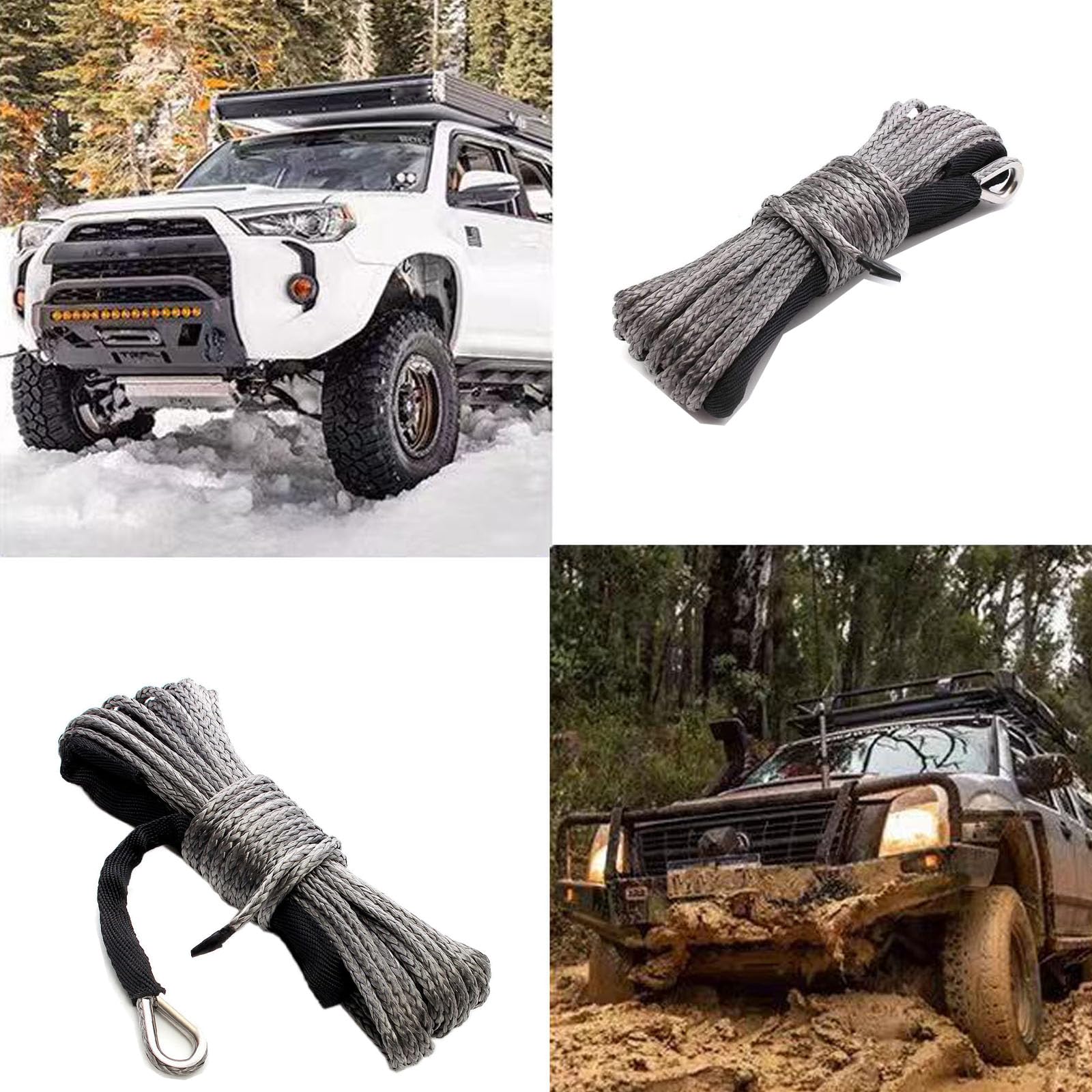 DAYDOOR Winch Rope Extension, 1/4'' X 50ft Synthetic Winch Extension - View #10