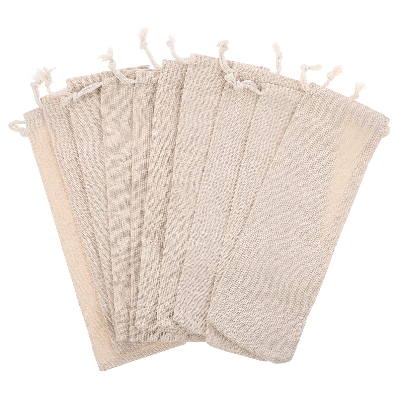 PRETYZOOM Cotton Tote Bag Straw Carrying Case Travel Straw Case Forks Spoons Washable (10 Pcs)