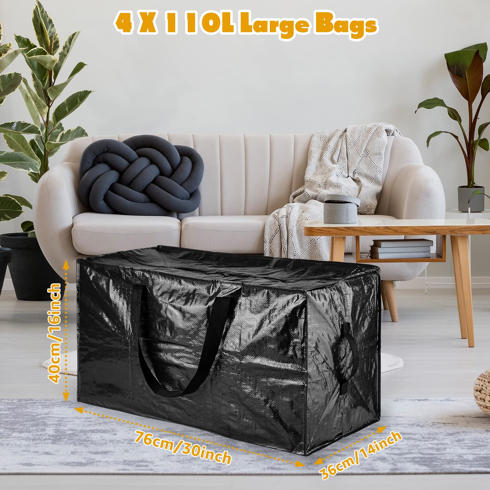 Sacchetti Per Trasloco 120L - 8 Pezzi Impermeabili Con Chiusura Lampo - Trasparenti, Resistenti Per Vestiti E Biancheria - Foto 11