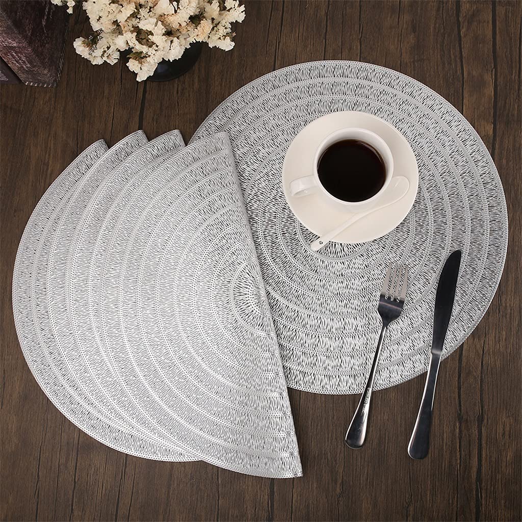 8 Pcs/lot Napperon Lavable PVC Table À Manger Tapis Creux Résistant Aux Taches Tissu Disque Bol Dessous De Verre Antidérapant (Couleur : Or) HGCHH