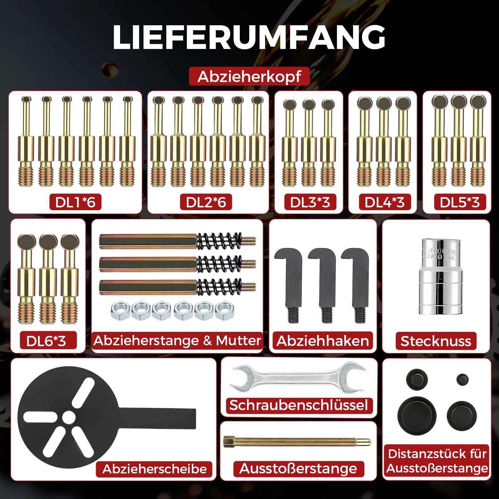 GEARMONSTER 36-TLG Lagerabzieher Set Innenlager Kugellager Abzieher