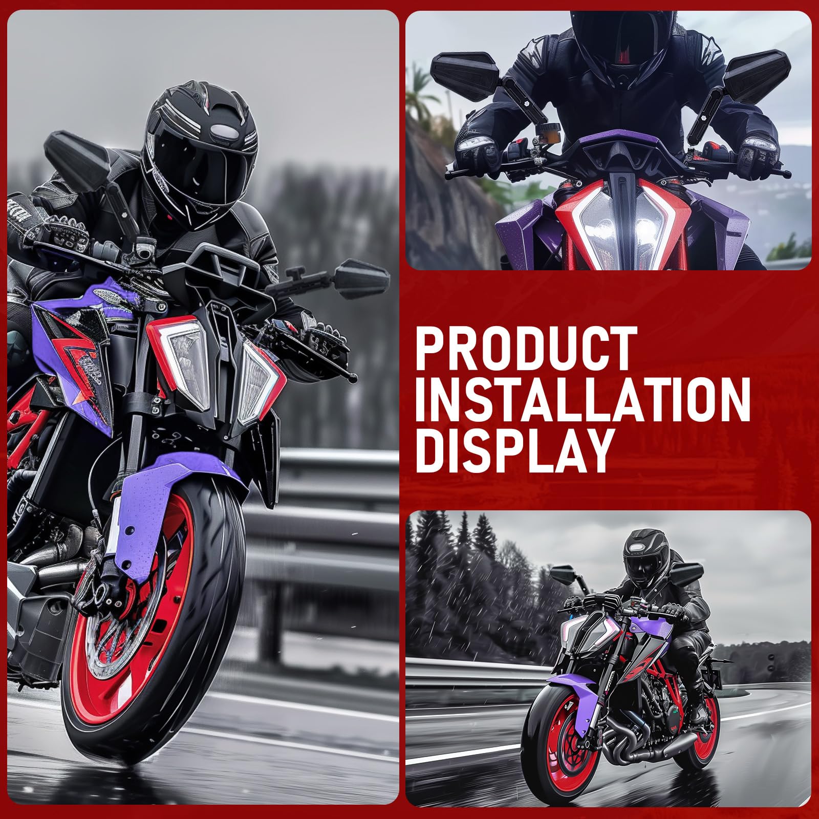 Adventure Espejo Retrovisor para Motocicleta Homologación E24, Plegable 360° con Manillar de 22 mm Tornillos M8/M10, Ccompatible para Street Dirt Bike Ebike Scooter ATV Quad