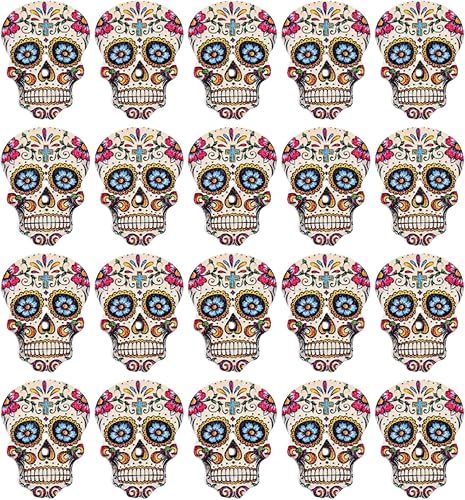 GLEAVI Botones de calavera para coser 50 piezas de dos agujeros pequeños botones de madera para proyectos de manualidades y decoración de ropa