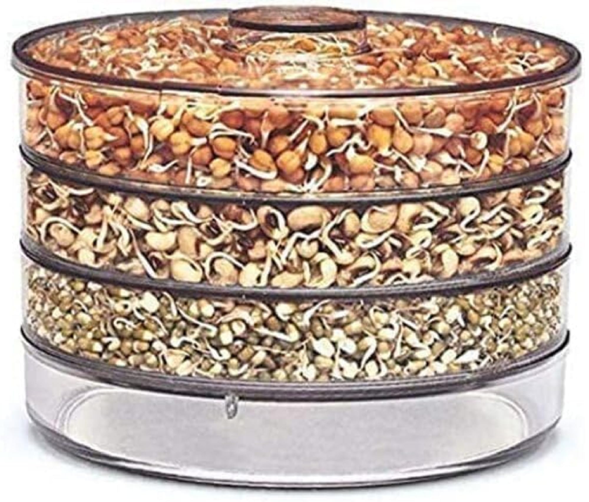 KESI ORNAMENTS Sprout Maker With 4 Compartments For Multi Purpose Use - Plastic Grocery Container Sprouted Grains Seeds Dal Channa Chole Ragi Organic Sprouting Jar (500Ml,4-Layer)-image-47