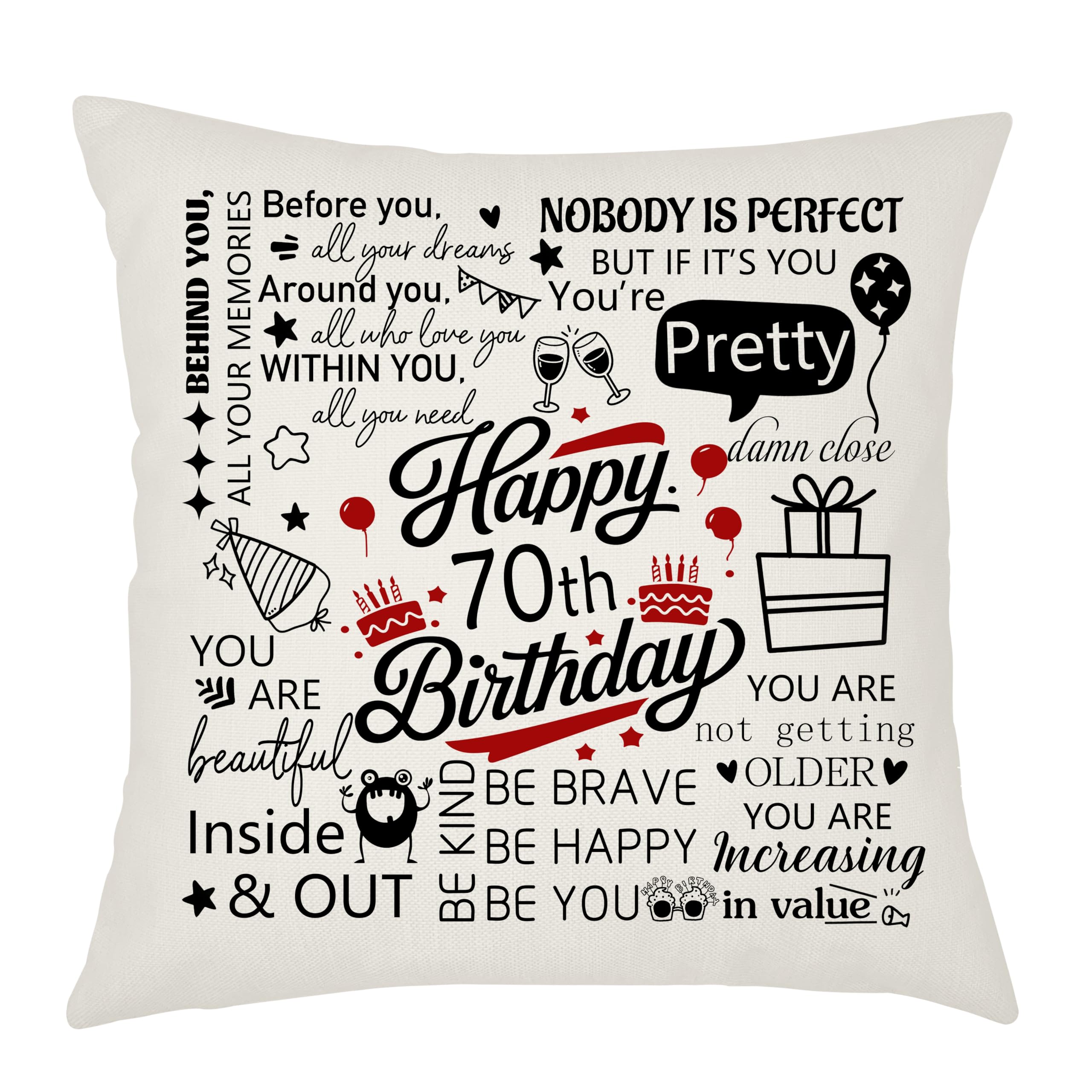 Weosan Birthday Gift for Family & Friends, Happy Birthday Cushion Cover, Gifts for celebrating birthday, Throw Pillow Case 45x45 cm Home Office Decor (70th)