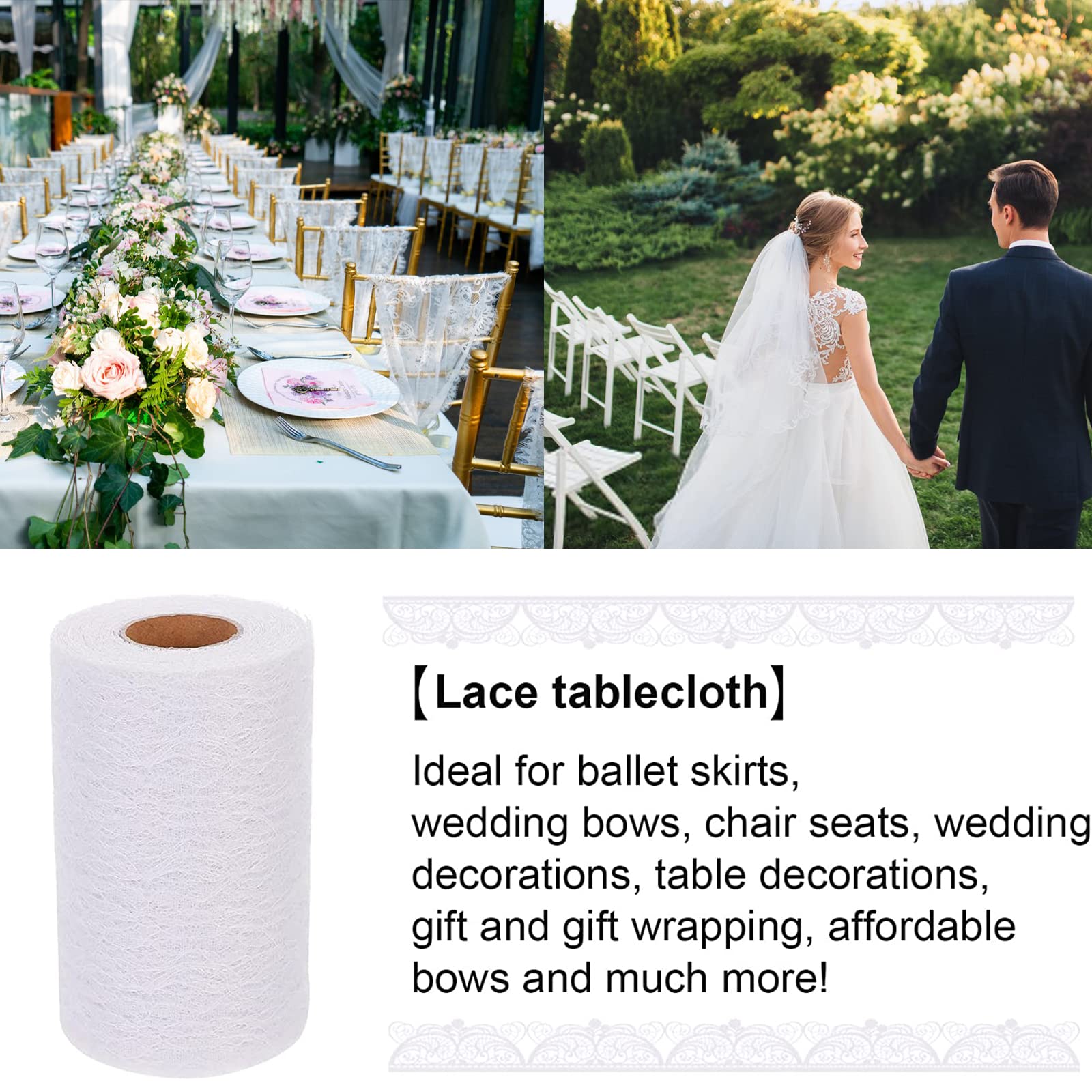 Weiße Spitze Als Tischläufer-Rolle - 15 Cm X 22 M Für Vintage-Hochzeit, Kommunion & DIY-Deko