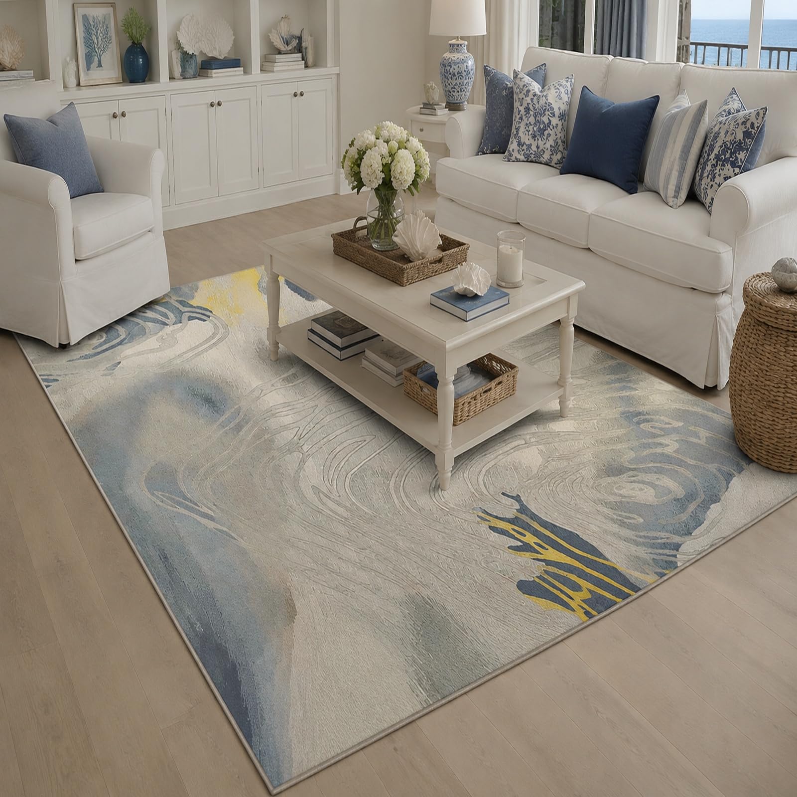 Grand tapis de salon moderne abstrait 200 x 300 pour une chambre adulte