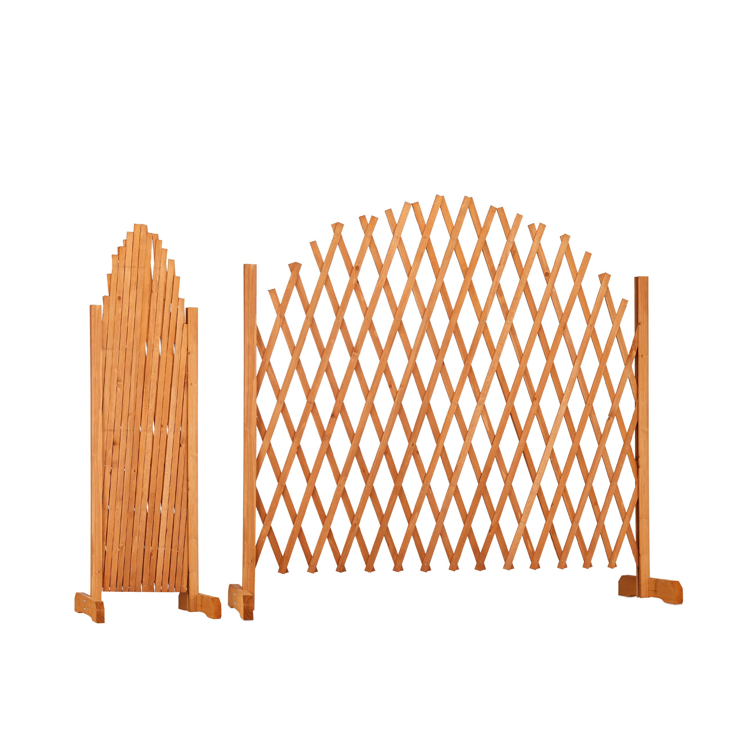 Relaxdays Enrejado de Madera, Extensible, 200 cm, para Plantas trepadoras, de pie, jardín, balcón, terraza, Color Naranja