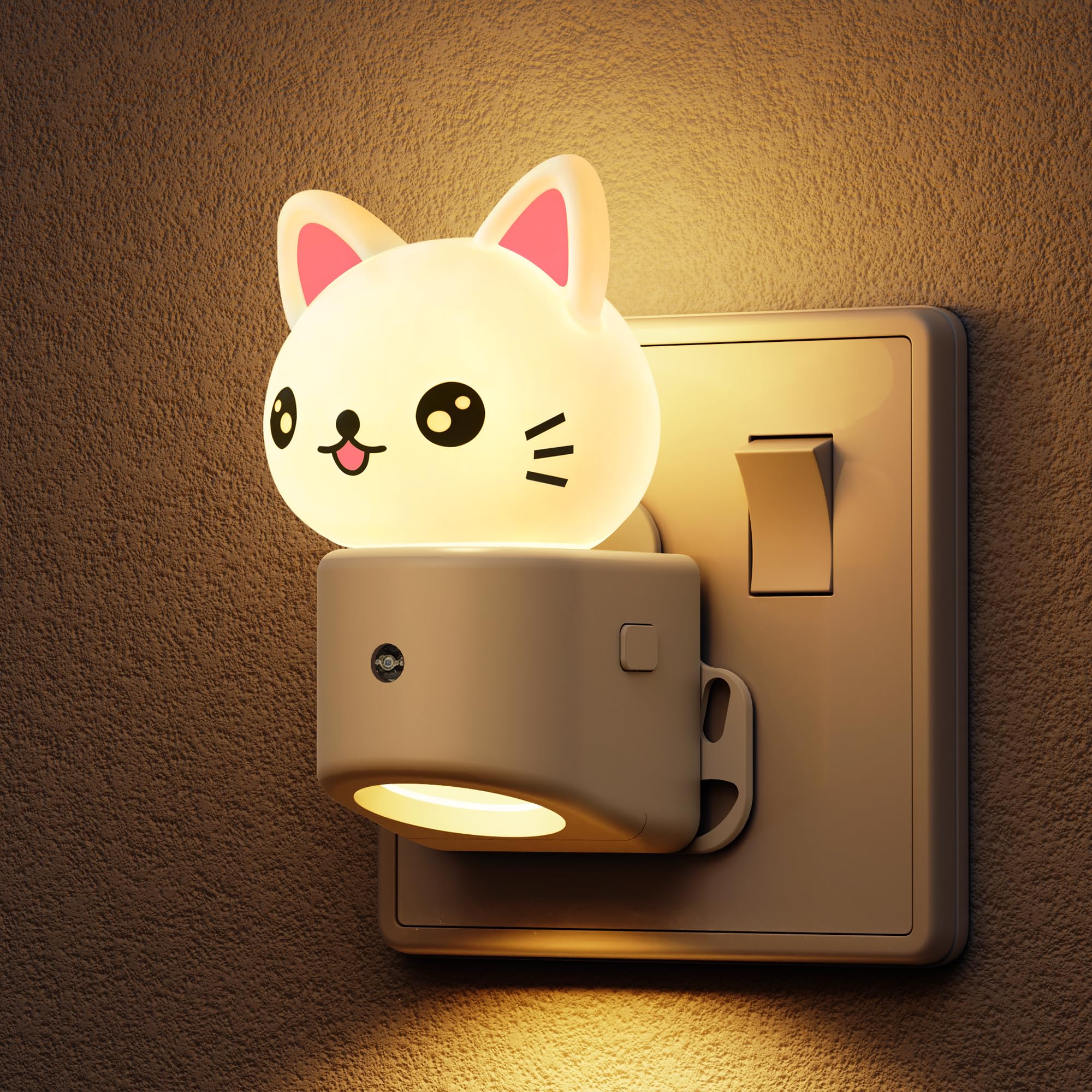 LOHAS-LED Night Light, 3D Cat Night Light Plug in Wall, Dusk to Dawn Sensor, RGB + Warm White 3000K, Baby Nightlight for Hallway, Nursery, Kids Room, Bedroom, Toddler — image 1