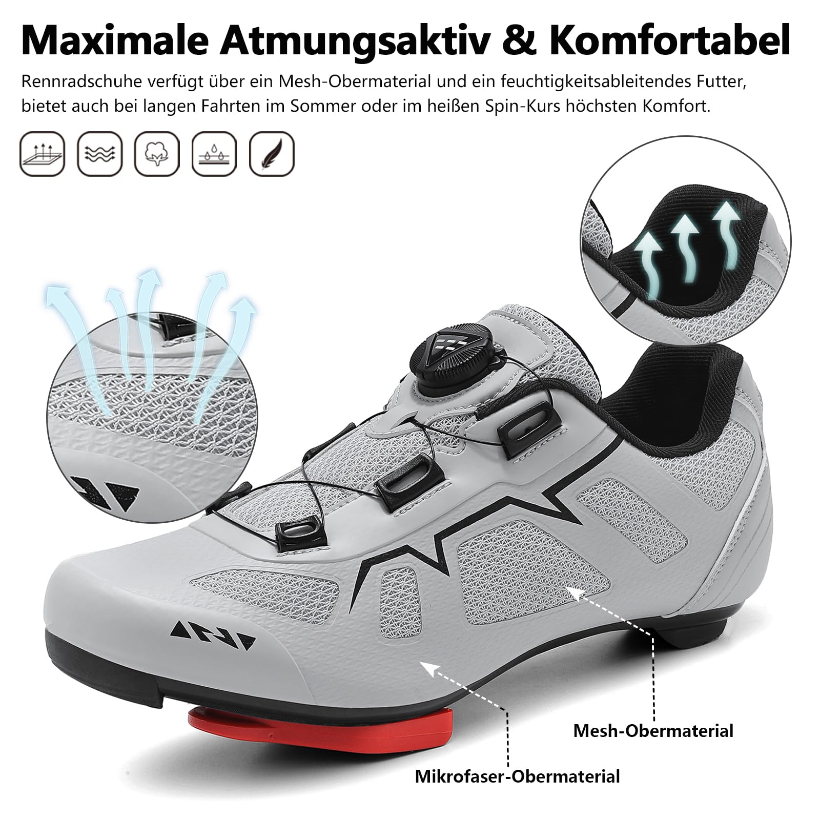 Fahrradschuhe Herren Damen Rennradschuhe SPD SPD-SL Look Kompatibel Atmungsaktiv Leicht Spin Klickschuhe