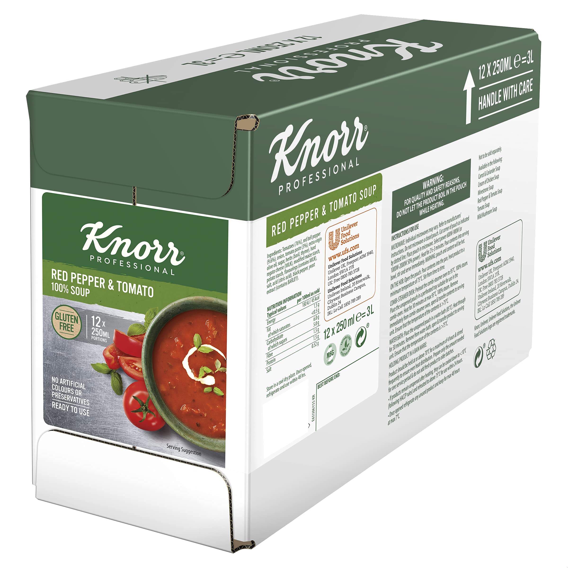 Knorr 100 Percent Soup Red Pepper & Tomato, 12 x 250 ml Portions