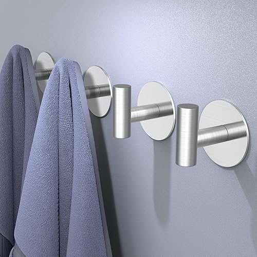 Miniatura 8 de HUFEEOH Ganchos adhesivos para toallas, paquete de 2 ganchos adhesivos para colgar, ganchos resistentes para abrigostoallas, ganchos de pared para