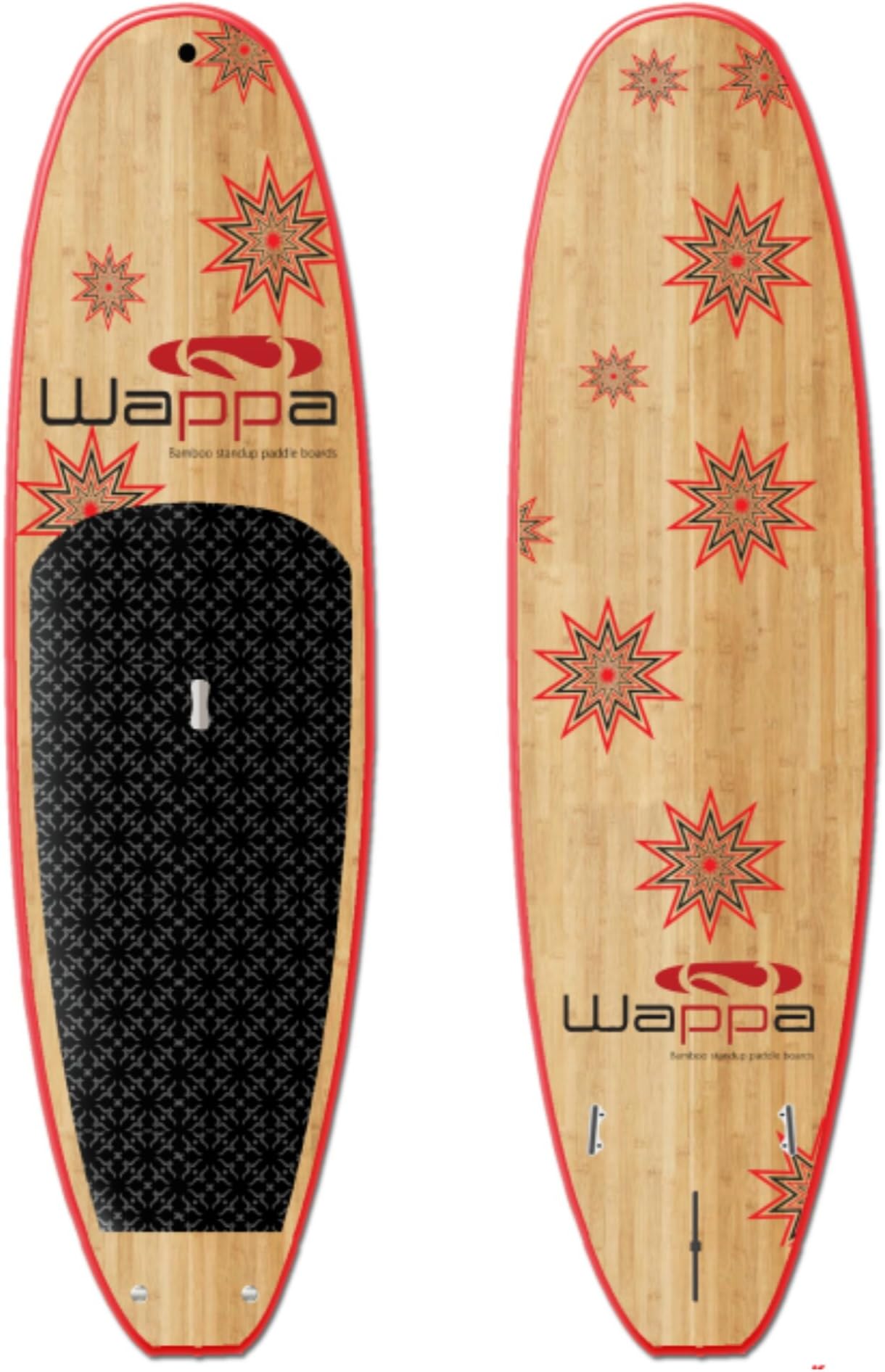 Wappa Eco Friendly Bamboo Stand-up Paddle Boards, All Around Performance Touring Paddleboard 11 Foot 4 Inches Nova, Embedded SUP Handle, Squaretail Bamboo Technology