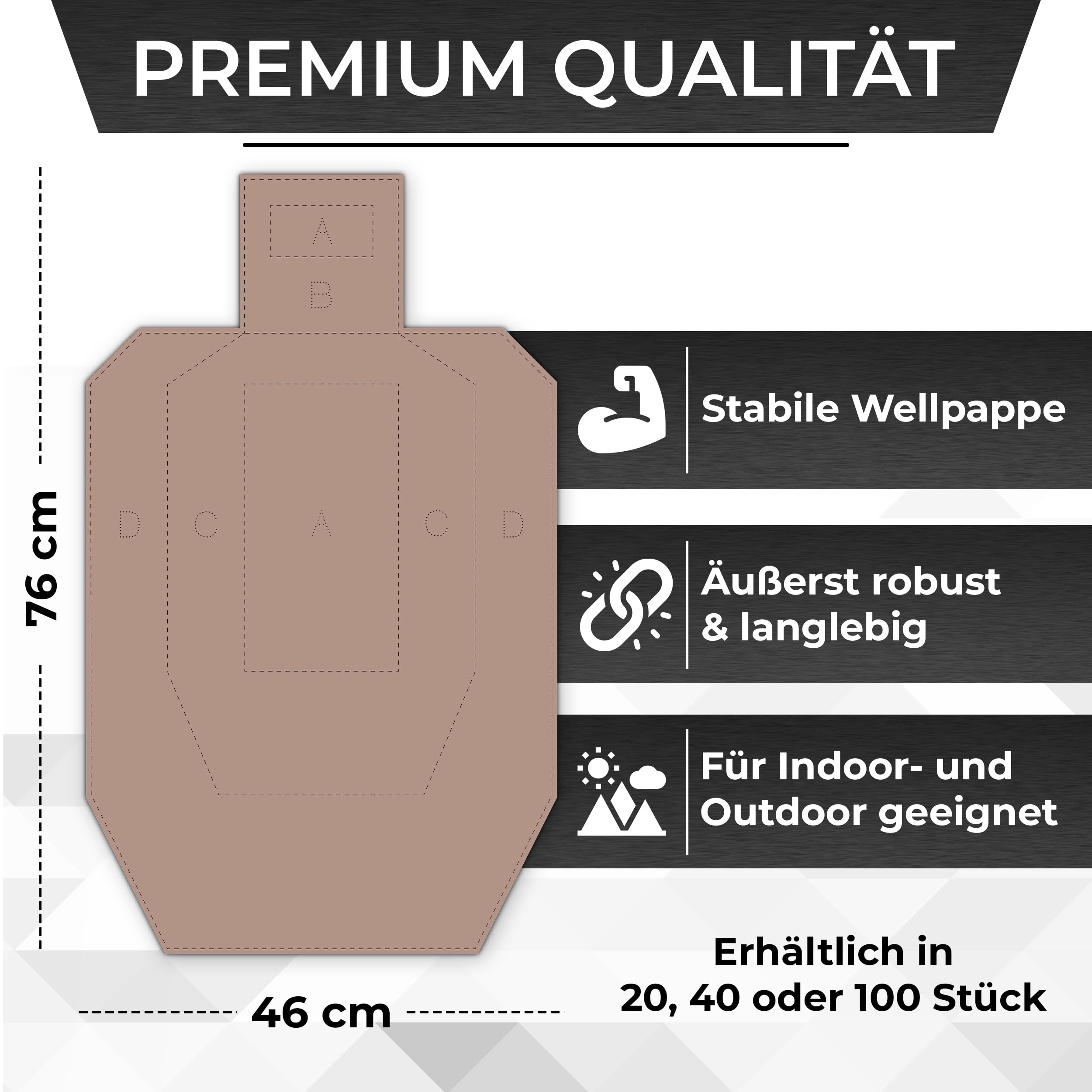 X-Targets USPSA/IPSC Metric Disque de compétition/carton ondulé Marron/Blanc Format 46 x 76 cm