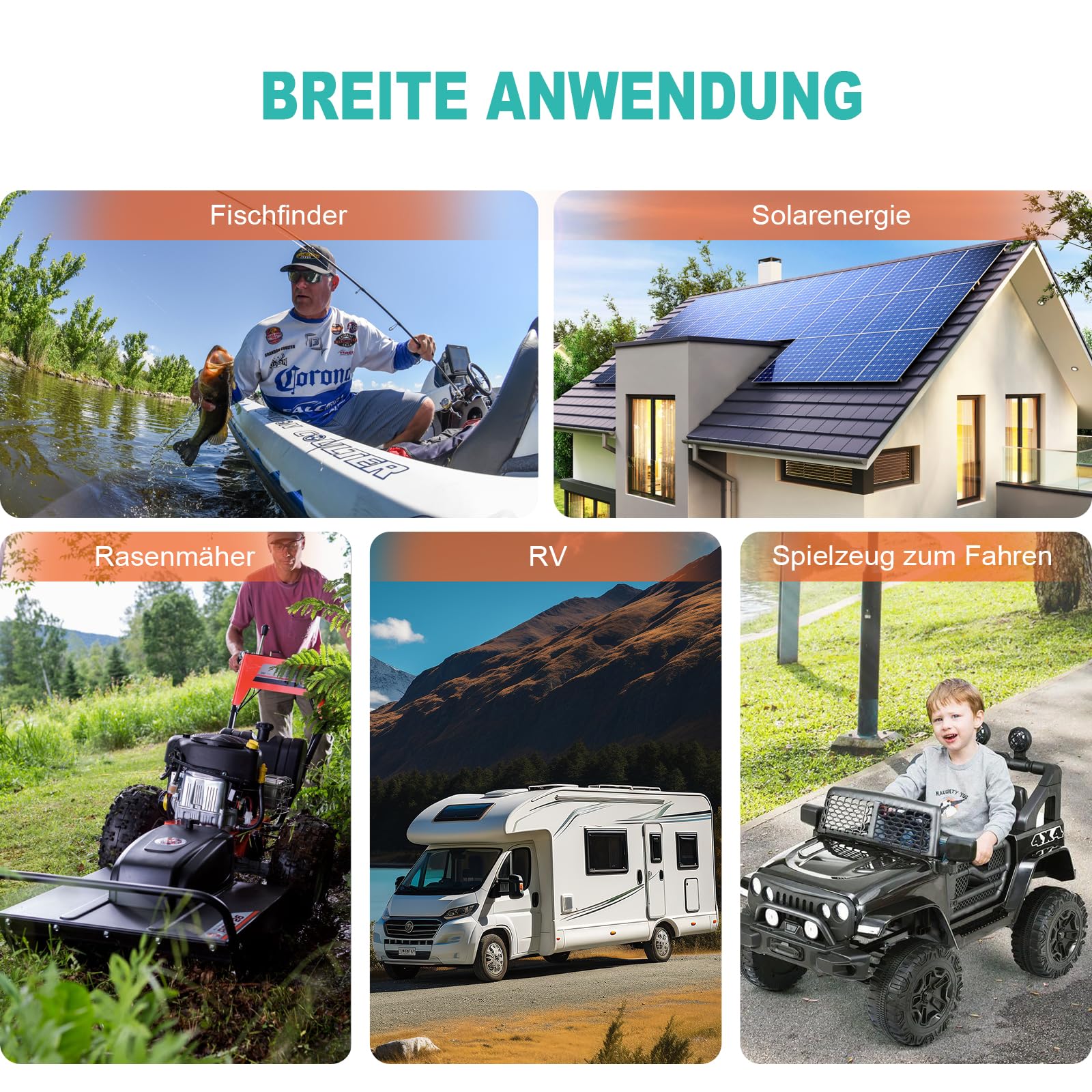 12V 8Ah Lifepo4 Batterie 3000+ Tiefentladungszyklen 12 V Lithium Batterie für Solar/Windenergie, Beleuchtung, Fischfinder, Power Wheels und mehr, 10A BMS