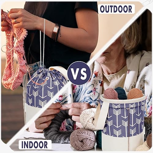 Vista 96 de TOGETRUE Bolsa de hilo, pequeña bolsa de ganchillo para tejer, organizador de bolsas de almacenamiento de hilo portátil para proyectos de ganchillo