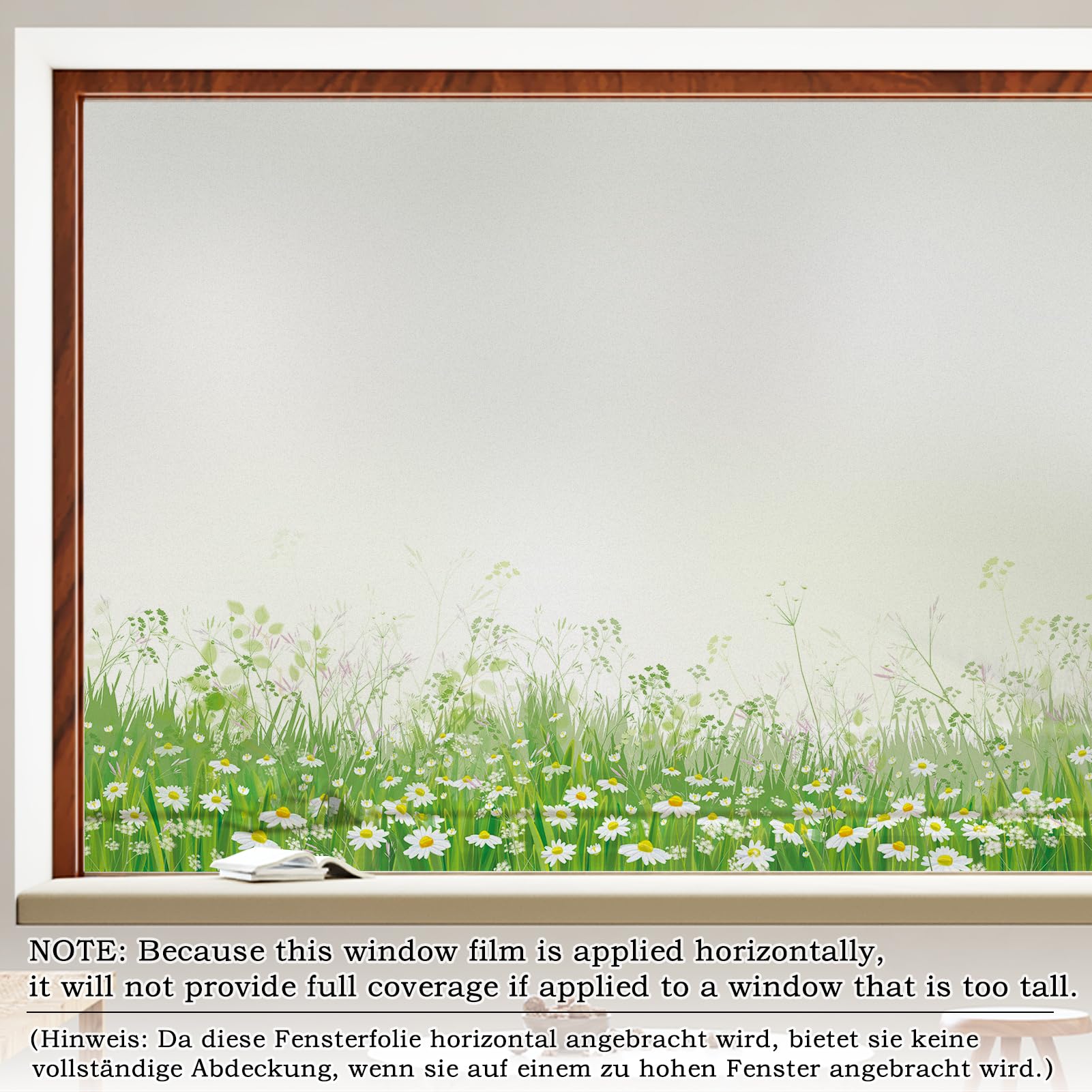 dktie Film électrostatique amovible en vinyle pour fenêtre de cuisine et salle de bain - Motif floral dépoli - Sans colle - 05, 90 x 200 cm