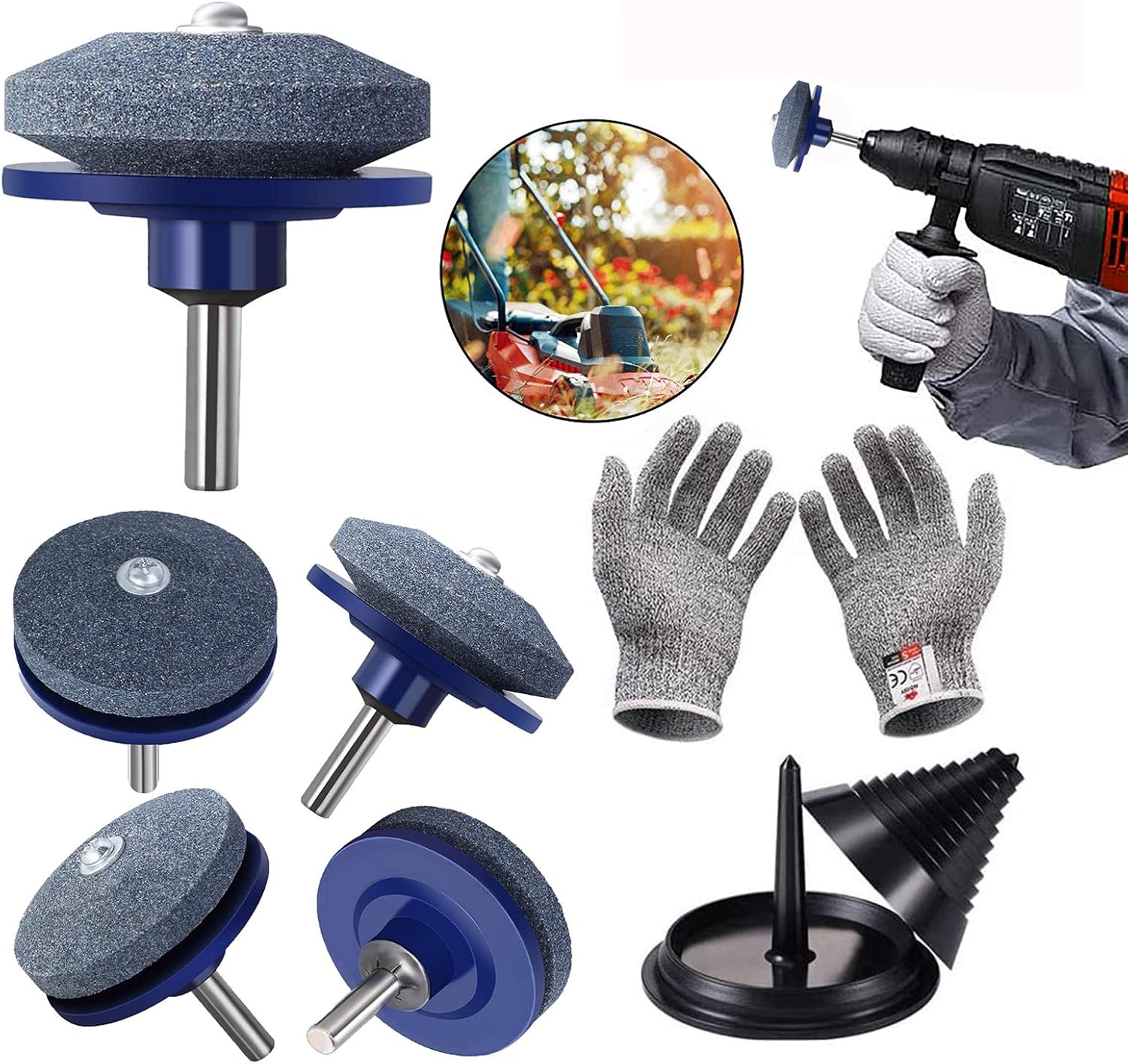 SmithCOCO 5 PCS Lawn Mower Blade Sharpener Drill