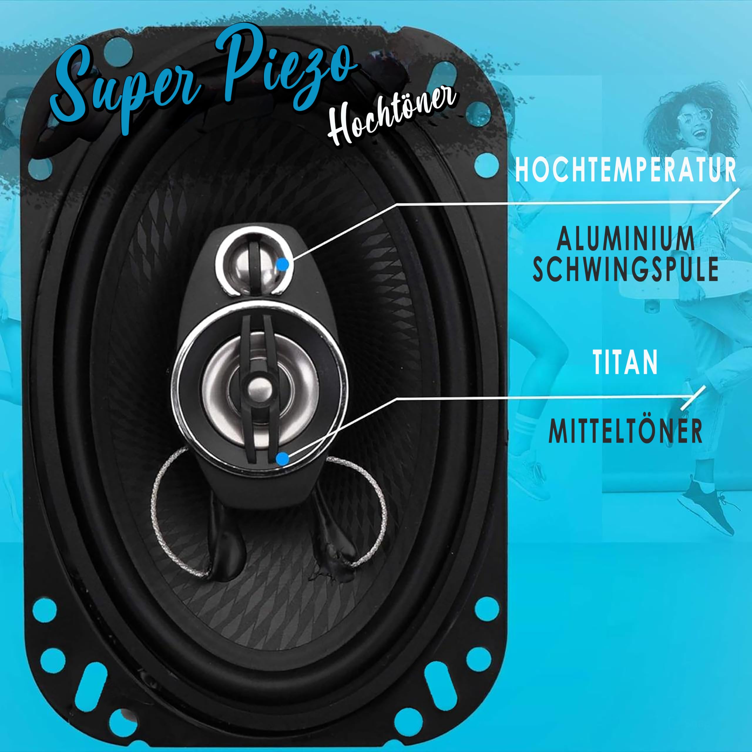 Pyle Auto Lautsprecher Boxen Paar, 15x 23cm 4-Wege Auto Lautsprecher Set, Autolaustprecher 500W mit Hochtöner & Car Einbaulautsprecher für Soundsystem, Kfz Autobox mit Kabel und Montagematerial