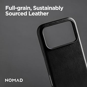 NOMAD Modern Leather Case Black Compatible with iPhone 17 Pro Leather Magsafe Charging Compatible Phone Case for iPhone 17 Pro