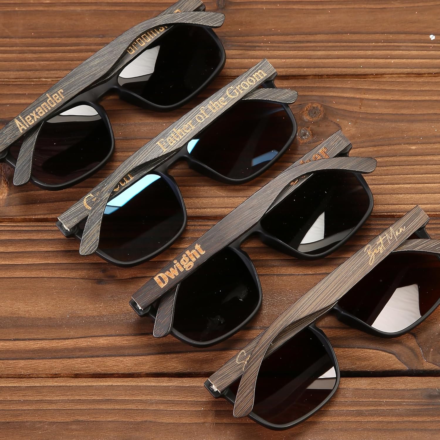 Personalized Wooden Unisex Polarized Sunglasses, Groomsmen Gifts, Bridesmaid Gifts, Mens Gift, Gift for Her, Anniversary Gift, Wedding Gift - Image 2