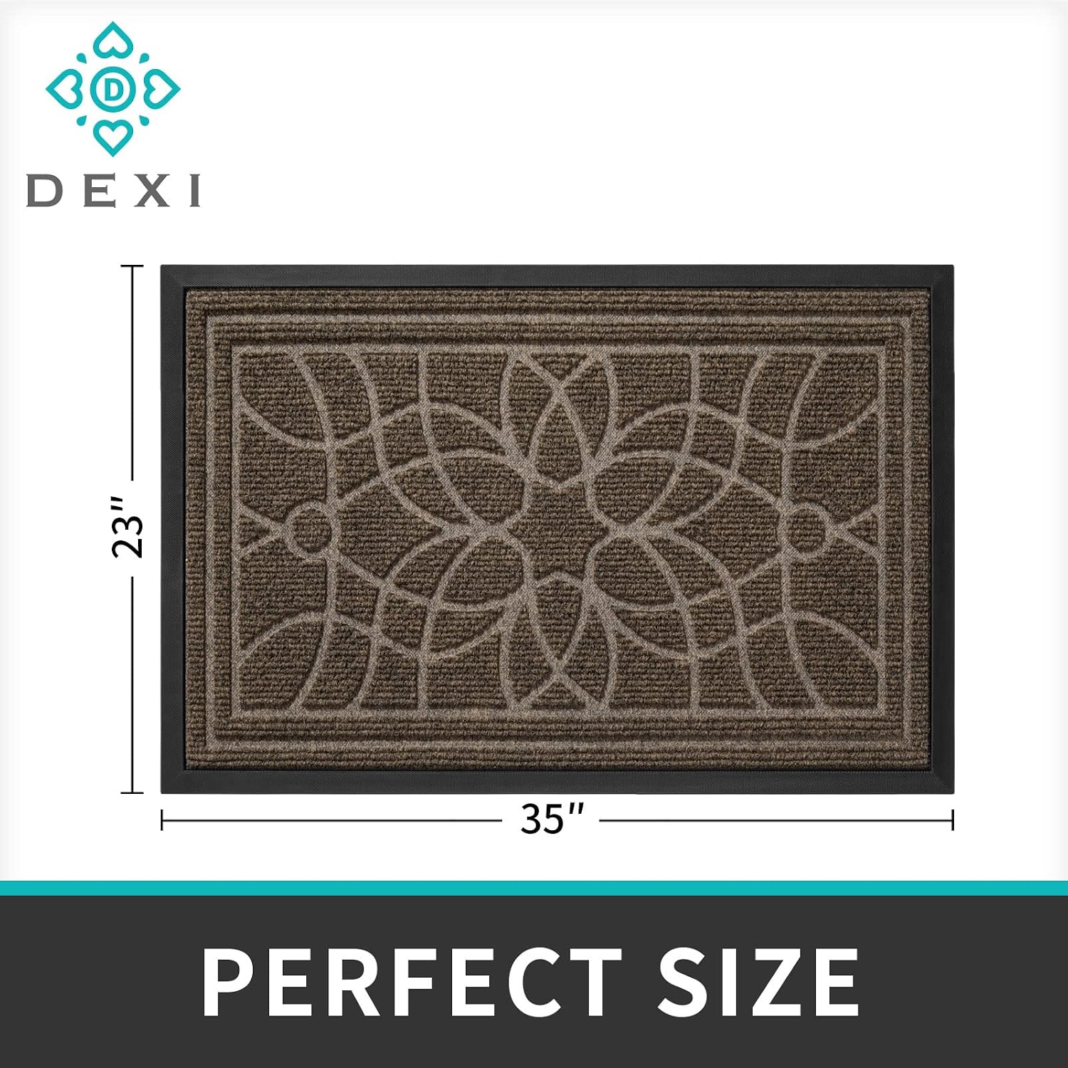 DEXI Front Door Mat, Welcome Mat Heavy Duty Durable Low Profile Outside Doormat for Entryway, Patio, Garage, High Traffic Areas, 2'x3', Brown