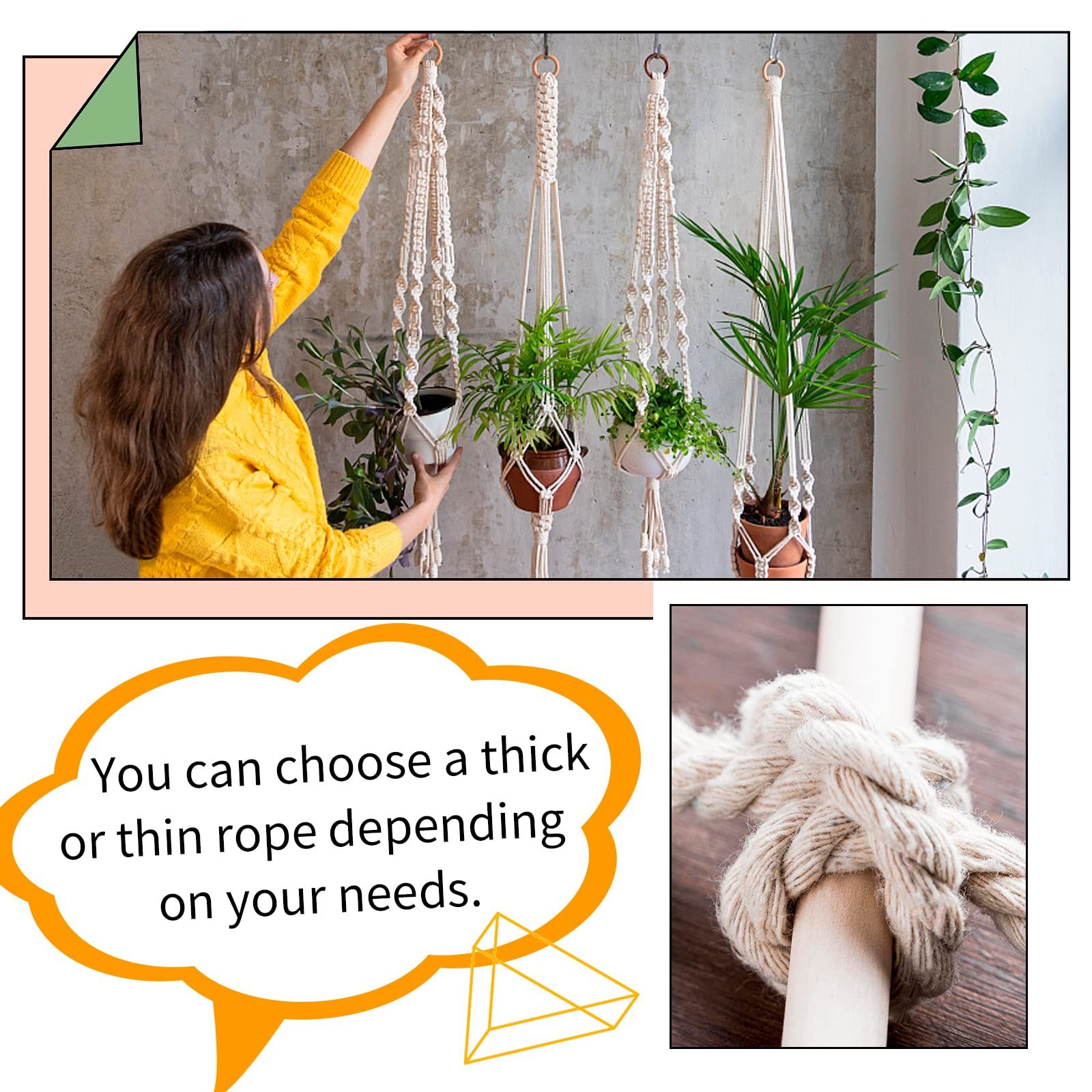 Snapklik.com : JeogYong 8mm Macrame Cord, 131 Feet Natural Cotton ...