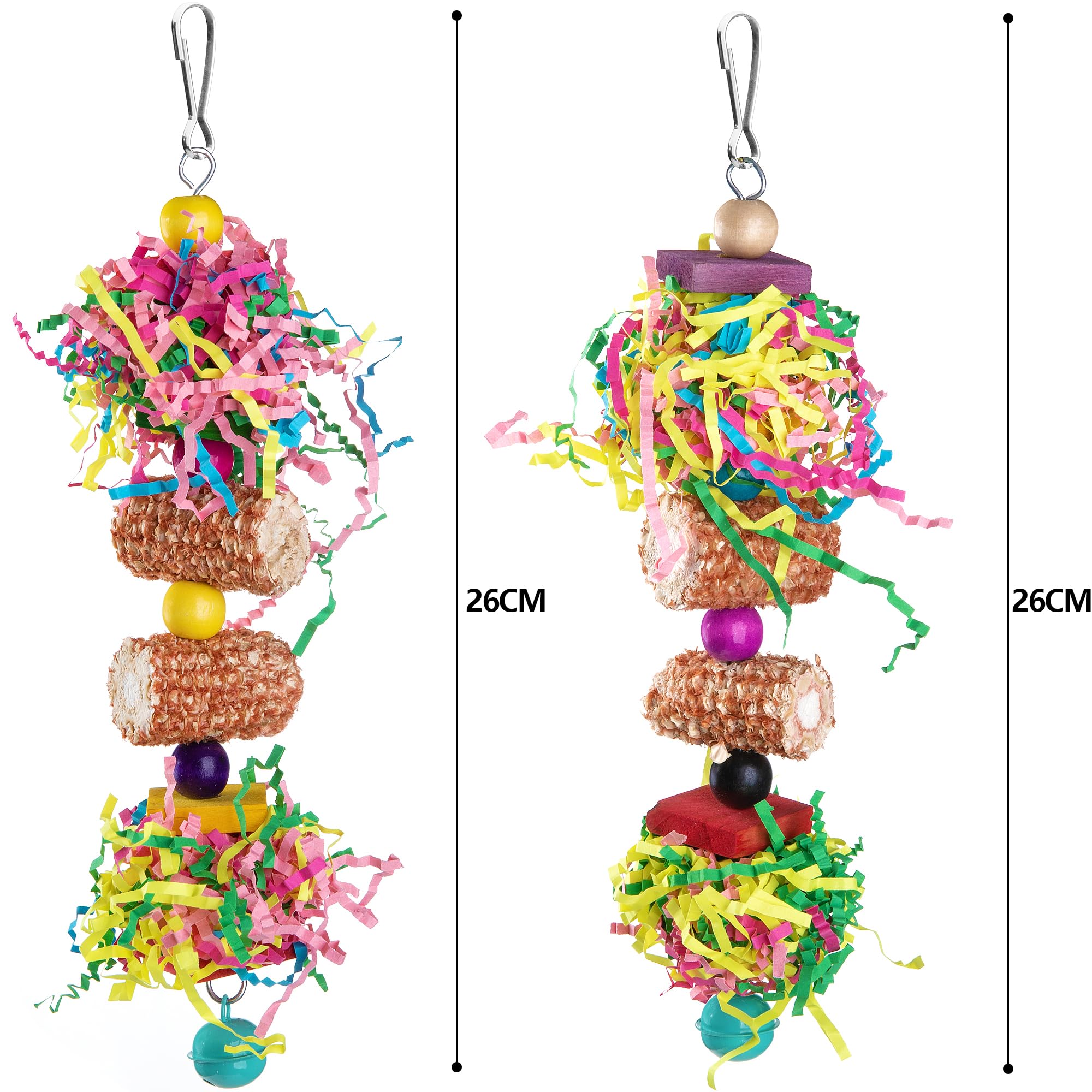 widenlise 2 Pcs Bird Toys, Bird Shredding Toys, Parrot Chewing Toys, Cockatiel Toys, Include Natural Corn Cob Bells - Image 3