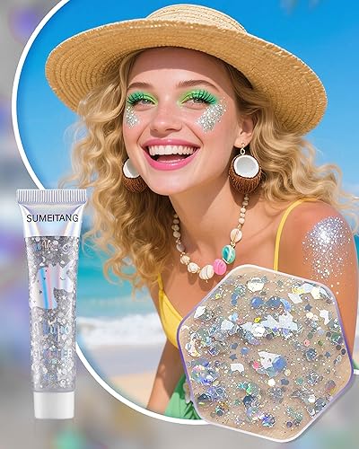 Miniatura 3 de Gel de purpurina para la cara y el cuerpo, 6 colores, lentejuelas holográficas de sirena, pintura gruesa con purpurina para fiestas, cantantes,