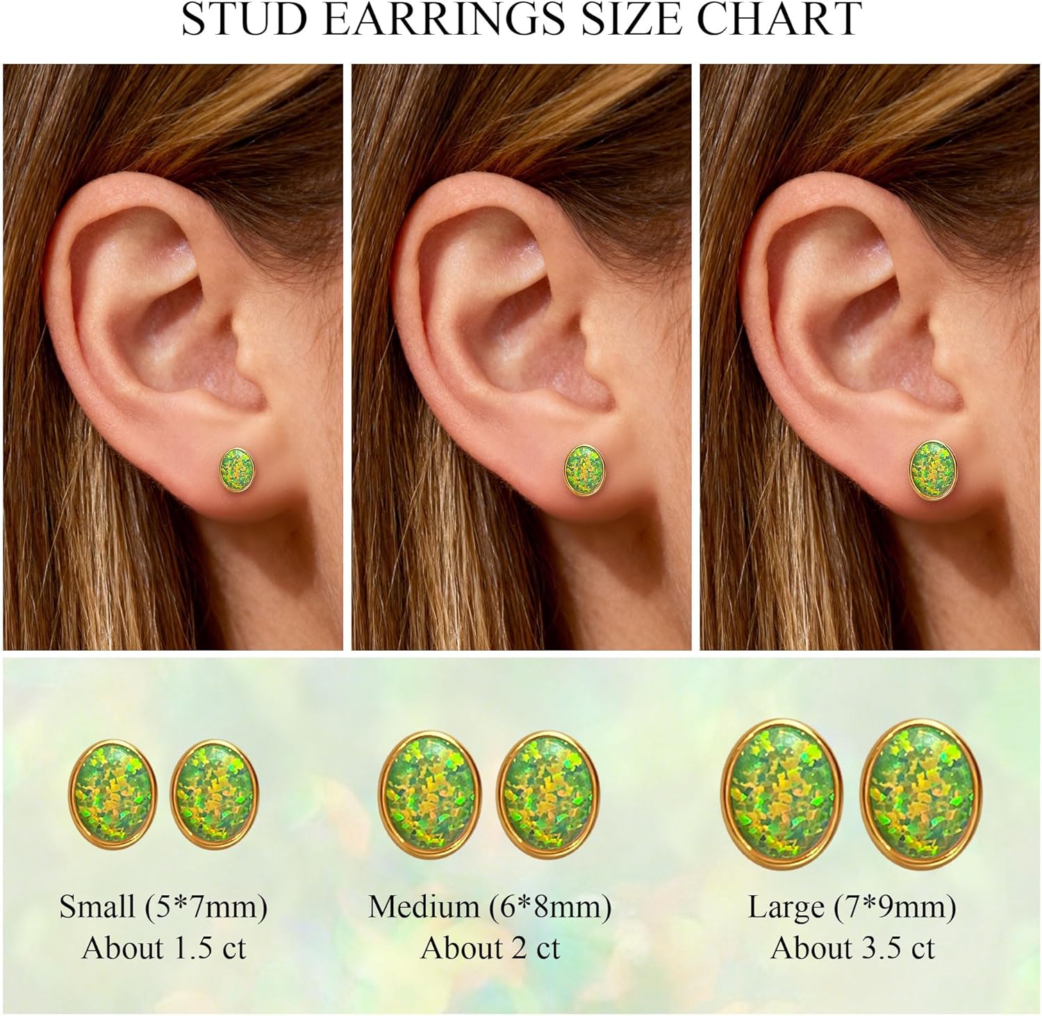 Silver Fire Opal Stud Earrings for Women Sterling Silver Created Green/Blue/Pink/White Opal Stud Earrings