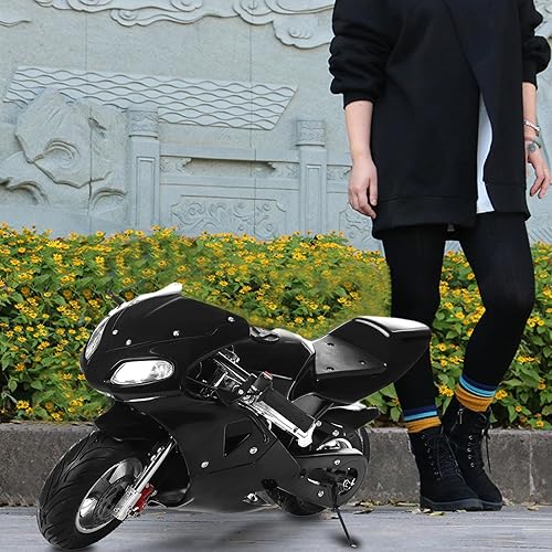Miniatura 7 de Mini motocicleta para niños, 49 CC de 2 tiempos con bolsillo de gasolina de gran potencia para niños de 8 a 14 años, peso máximo del ciclista 170