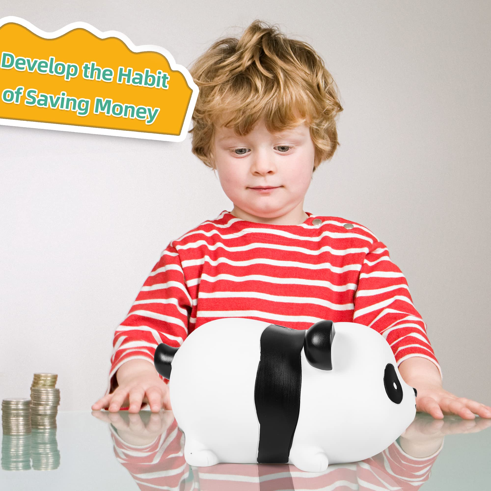 Tirelire Panda Kawaii Noire Et Blanche – Tirelire Enfants Adulte En PVC Robuste, Design Mignon Pour Épargne & Décoration