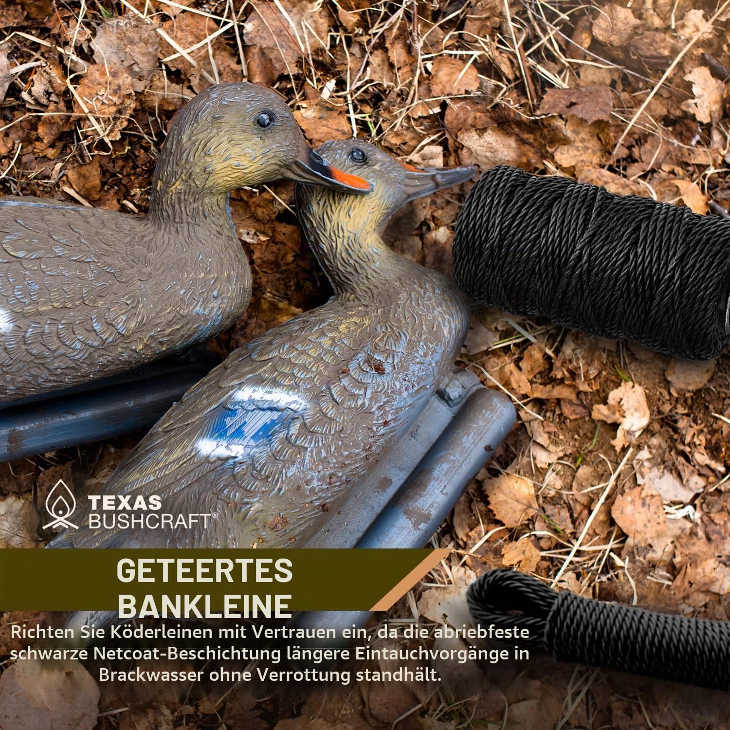 Texas Bushcraft Tarred Bankschnur-Schnur – #36 Schwarze Nylonschnur zum Angeln, Camping und Überleben im Freien – Starke, wetterbeständige Bankschnur-Seil für Trotline (1/4 Pfund, gedreht)