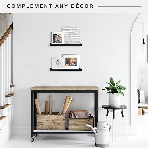 Miniatura 2 de MCS Repisa pintada, negro, 18 pulgadas, juego de 2