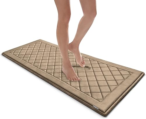 MICRODRY SoftLux - Tapetes de baño bordados de diamante para baño, alfombras de baño de espuma viscoelástica extra gruesas con base antideslizante MICRODRY SoftLux - Tapetes de baño bordados de diamante para baño, alfombras de baño de espuma viscoelástica extra gruesas con base antideslizante