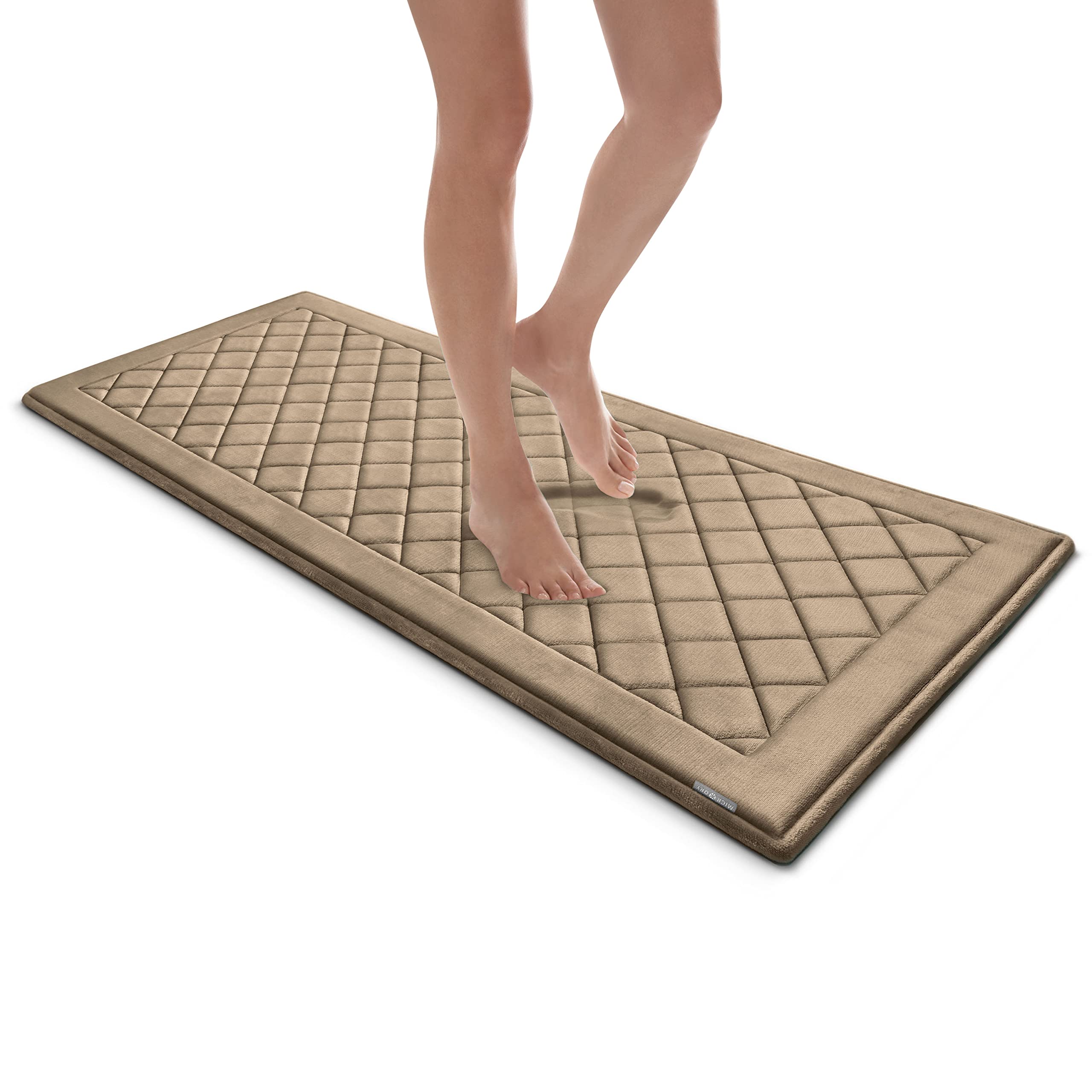 MICRODRY SoftLux Diamond Embroidered Bath Mats for Bathroom, Extra Thick Memory Foam Bathroom Rugs with GripTex Skid-Resistant Base, 24x58, Runner,