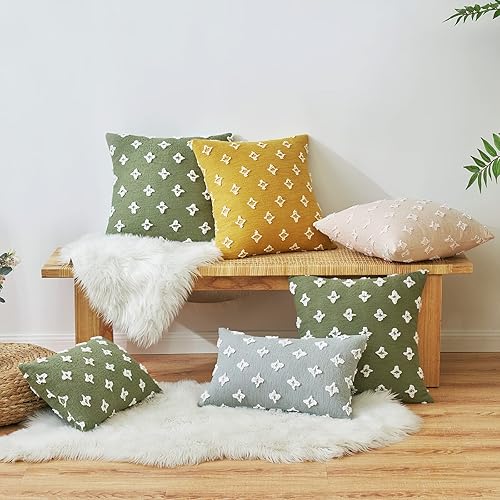 Miniatura 6 de EMEMA Juego de 2 fundas de cojín decorativas de jacquard rombo, fundas de cojín rectangulares para sofá, cama, sala de estar y dormitorio, 12 x 20