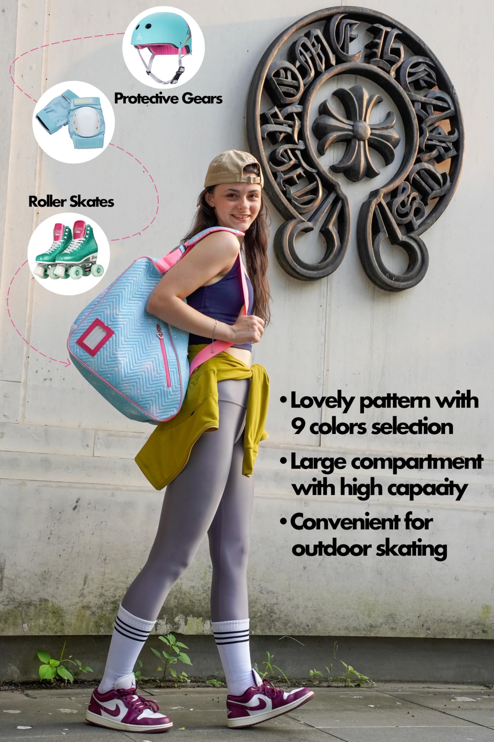 Skate Bags for Roller Skates, Ice Skates, Quad Skates, Inline Skates, Rollerblades, Figure Skates, Skate Accessories for Kids and Adults