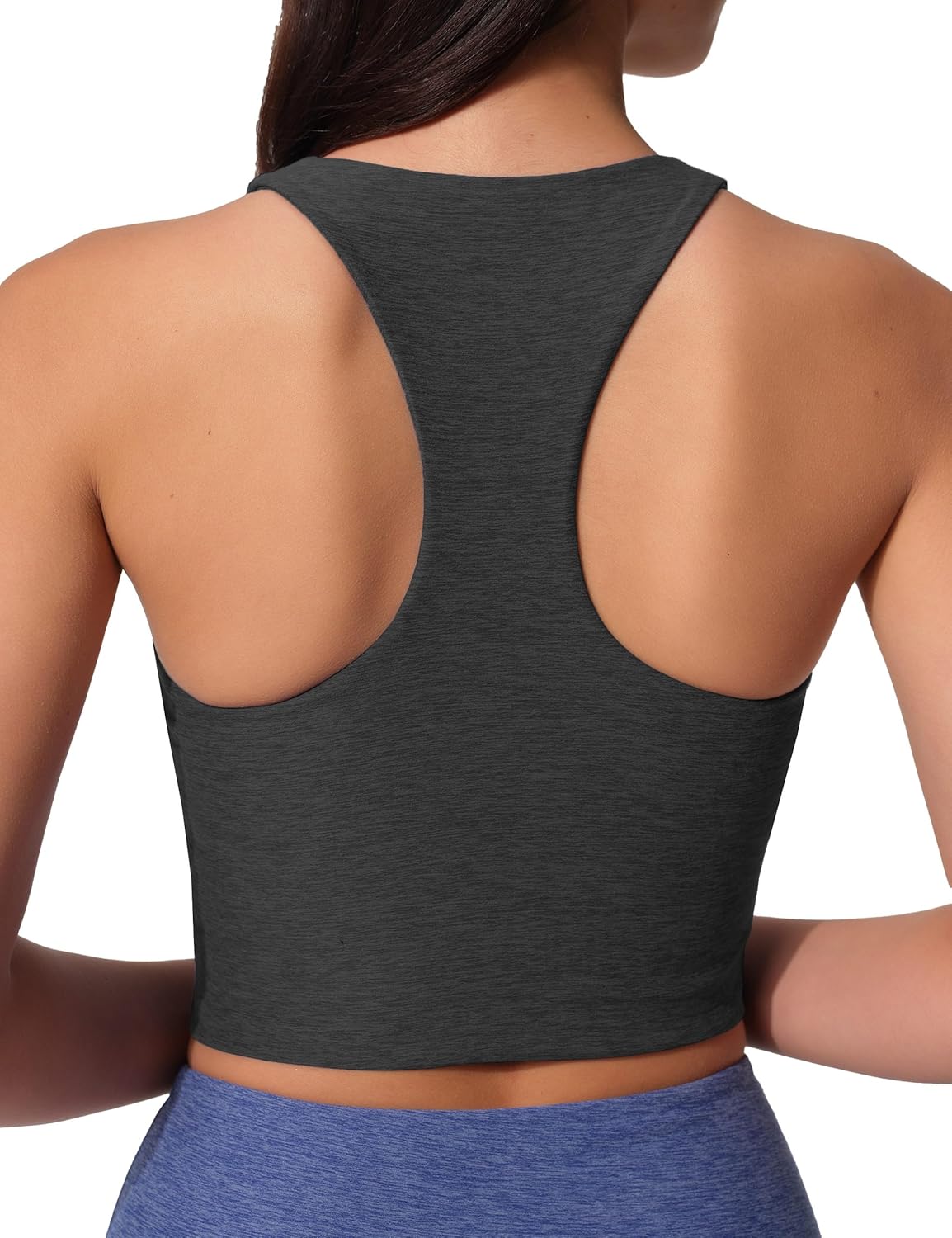 Women’s Sleeveless Crop Tops Scoop Neck Racerback Sports Tank top Athletic Yoga Workout Tops Built in Shelf Bras Padded - Image 3