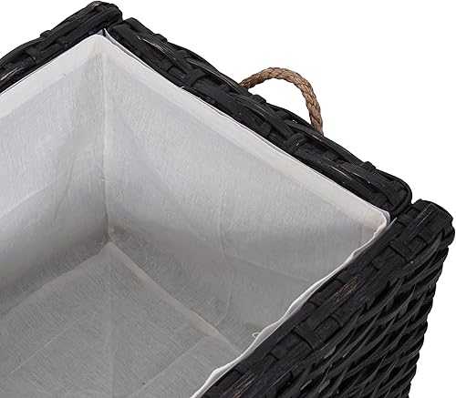Miniatura 6 de happimess HPM9003D Jacob - Maletero de almacenamiento de mimbre tejido a mano de 31.5 pulgadas, negro envejecido, plegable para almacenamiento