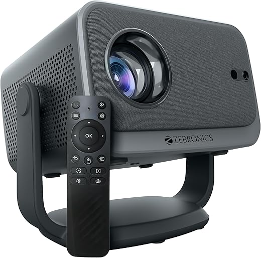 ZEBRONICS PIXAPLAY 67, Smart LED Projector, 8000 Lumens, 4K Support, 150″ Screen Size, Auto [ Focus | Keystone ], BT v5.2, HDMI, USB, RJ45, WiFi,…