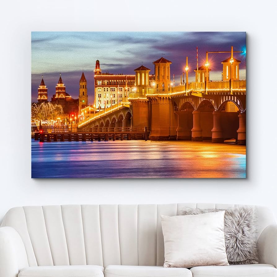 Amazon.com: wall26 無框畫壁掛藝術聖奧古斯丁獅橋佛羅里達州